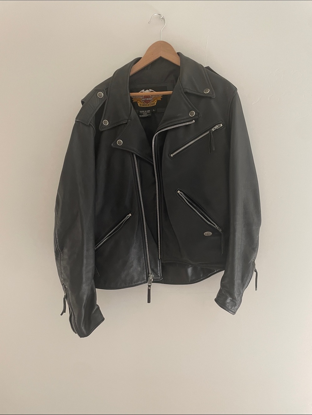 Harley Davidson Black Leather Biker Jacket - Men